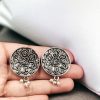 German Silver Stud Earrings with intricate detailing, crafted as an elegant statement piece, lightweight and perfect for any occasion.