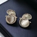 Adorable Silver Replica Elephant Design Earrings - Monalisa Stone Stud Casual Earring - "Grey"