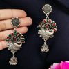 Traditional German Silver Meenawork Jhumki Earrings | Perfect for Every Occasion