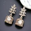 Perfect Leaf Jhumka Stud Earrings with intricate leaf-inspired detailing, lightweight design, and ethnic elegance, ideal for traditional and modern outfits.