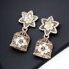 Elegant Stone Stud Jhumka Earrings featuring a sparkling stone stud top with intricate jhumka detailing, perfect for adding a touch of sophistication to any outfit.