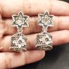 Elegant Stone Stud Jhumka Earrings featuring a sparkling stone stud top with intricate jhumka detailing, perfect for adding a touch of sophistication to any outfit.