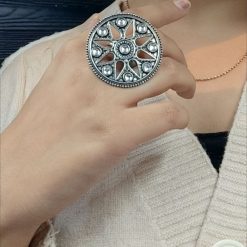 Elegant Brass Stone Ring – Adjustable & Round Shaped for Perfect Fit