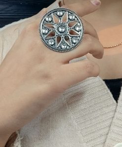 Elegant Brass Stone Ring – Adjustable & Round Shaped for Perfect Fit