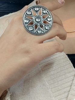 Elegant Brass Stone Ring – Adjustable & Round Shaped for Perfect Fit