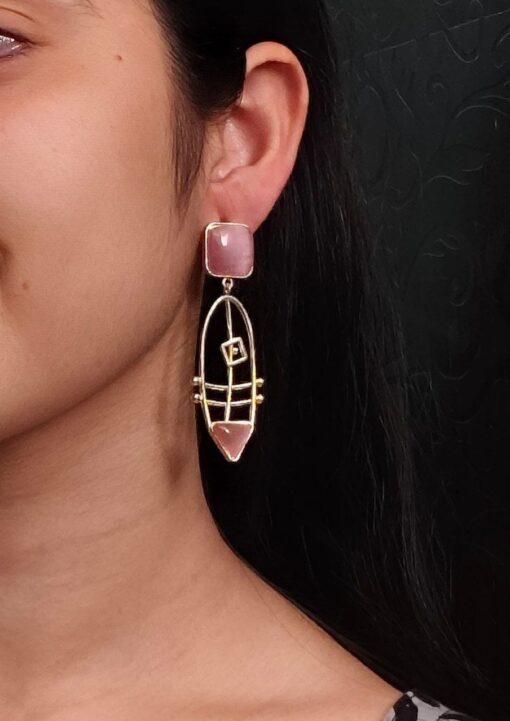 Modern Goldplated Monalisa Stone Earrings – Best Stylish Western Elegance - Image 11