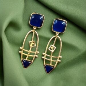 Modern Goldplated Monalisa Stone Earrings – Best Stylish Western Elegance - color: "Blue"