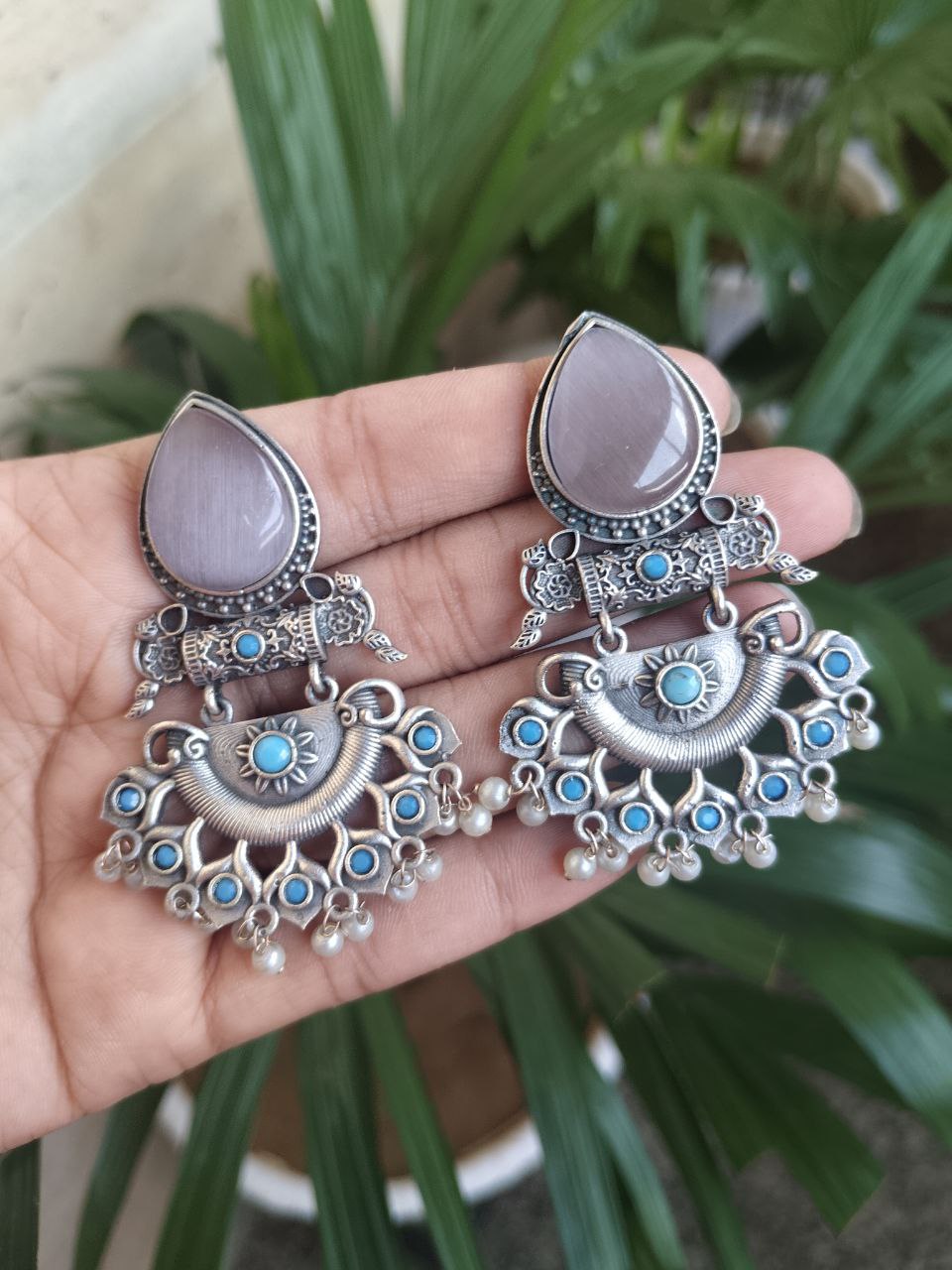 Elegant Brass Studs Earring with Beautiful Stone Detailing – Best for Women 4 Elegant brass studs earrings with beautiful stone detailing, perfect for women.