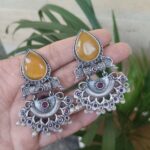 Bulk 354 Elegant Brass Studs Earring with Beautiful Stone Detailing – Best for Women - "Yellow-Red"