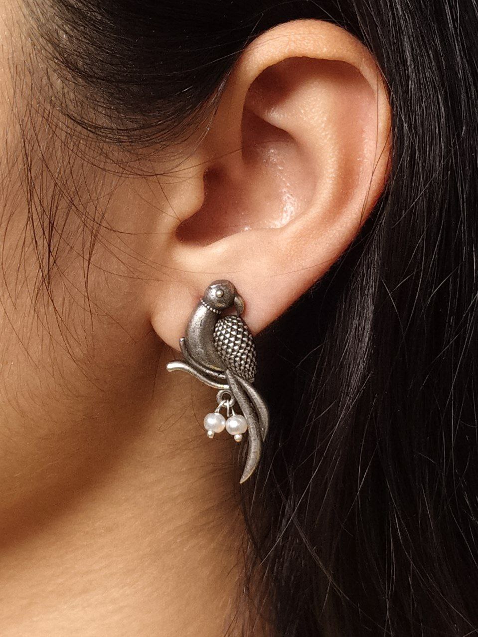 Elegant Parrot Design Brass Earrings: The Perfect Statement Jewelry 3 Elegant parrot design brass earrings featuring intricate craftsmanship, lightweight structure, and a timeless charm, perfect for festive and casual occasions.