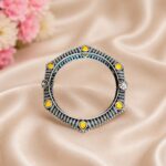 Perfectly Crafted Brass Stone Kada Bracelet – Best Elegant and Openable Design - "Yellow"