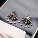 Unique German Silver Lotus Stud Earrings – A Perfect Blend of Style and Elegance - "Babypink"