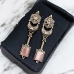 Traditional Silver Replica Earrings | Best Oxidized Dangler Stone Earring - "Babypink"