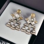 Dual Tone Monalisa Stone Jhumki Stud Earrings – A Perfect Match for Ethnic Wear - "Grey"