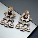 Dual Tone Monalisa Stone Jhumki Stud Earrings – A Perfect Match for Ethnic Wear - "Amethyst"