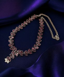 Premium brass stone necklace featuring intricate craftsmanship and stunning stone embellishments, perfect for a statement look