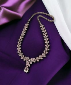 Premium brass stone necklace featuring intricate craftsmanship and stunning stone embellishments, perfect for a statement look