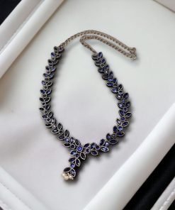 Premium brass stone necklace featuring intricate craftsmanship and stunning stone embellishments, perfect for a statement look