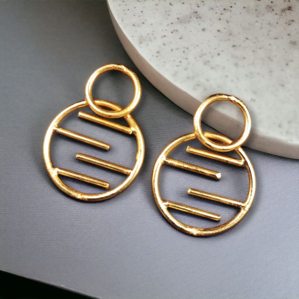 Bulk 1218 Contemporary Gold-Plated Round Shaped Stud Earrings – A Perfect Elegant Choice