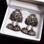 Beautiful German Silver Peacock Stud Earrings With Perfect Stone Detailing - "White"