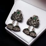 Beautiful German Silver Peacock Stud Earrings With Perfect Stone Detailing - "Green"