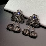 Beautiful German Silver Peacock Stud Earrings With Perfect Stone Detailing - "Blue"