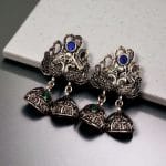 Beautiful German Silver Peacock Stud Earrings With Perfect Stone Detailing - "Blue-Green"