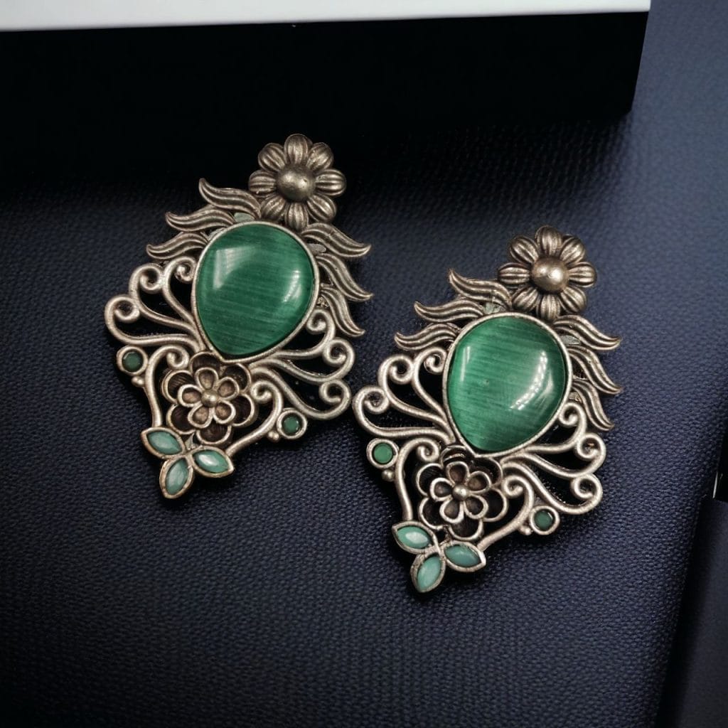 Bulk 1188 Beautiful Brass Monalisa Stone Stud Earrings – Perfect for Every Occasion - "Mint"