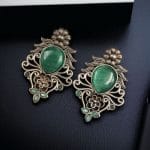 Beautiful Brass Monalisa Stone Stud Earrings – Perfect for Every Occasion - "Mint"