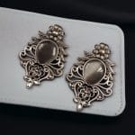 Beautiful Brass Monalisa Stone Stud Earrings – Perfect for Every Occasion - "Grey"