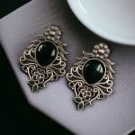 Beautiful Brass Monalisa Stone Stud Earrings – Perfect for Every Occasion - "Green"