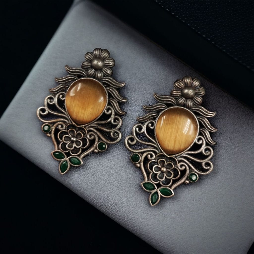 Bulk 1180 Beautiful Brass Monalisa Stone Stud Earrings – Perfect for Every Occasion - "Yellow"