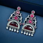 Unique Brass Stone Stud Earrings – A Perfect Choice for Any Occasion - "Pink"
