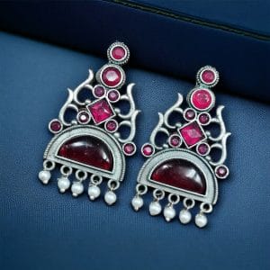 Unique Brass Stone Stud Earrings – A Perfect Choice for Any Occasion - color: "Pink"