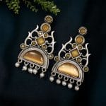 Unique Brass Stone Stud Earrings – A Perfect Choice for Any Occasion - "Yellow"