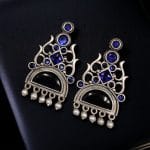 Unique Brass Stone Stud Earrings – A Perfect Choice for Any Occasion - "Blue"