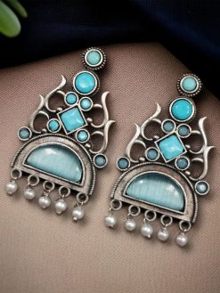 Unique brass stone stud earrings with an elegant design, perfect for any occasion and versatile for all outfits.