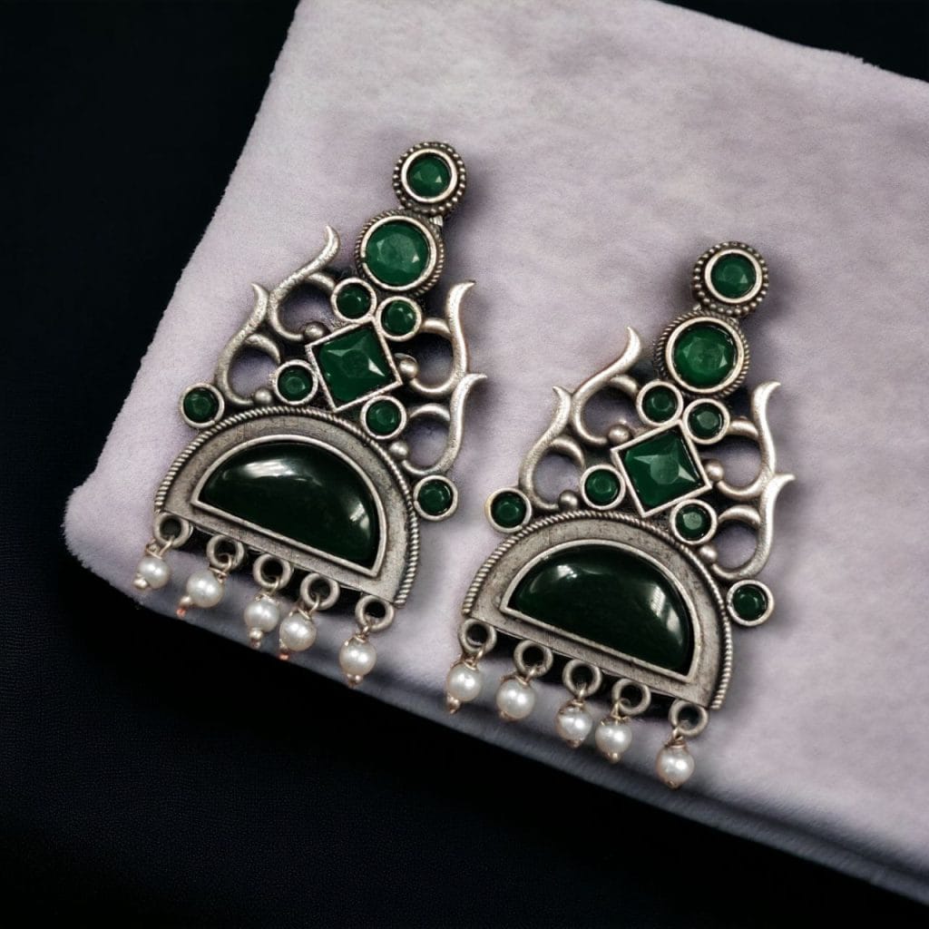 Bulk 1172 Unique Brass Stone Stud Earrings – A Perfect Choice for Any Occasion - "Green"