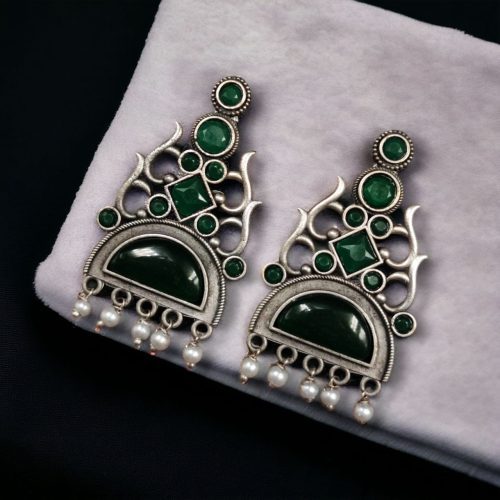 Unique brass stone stud earrings with an elegant design, perfect for any occasion and versatile for all outfits.