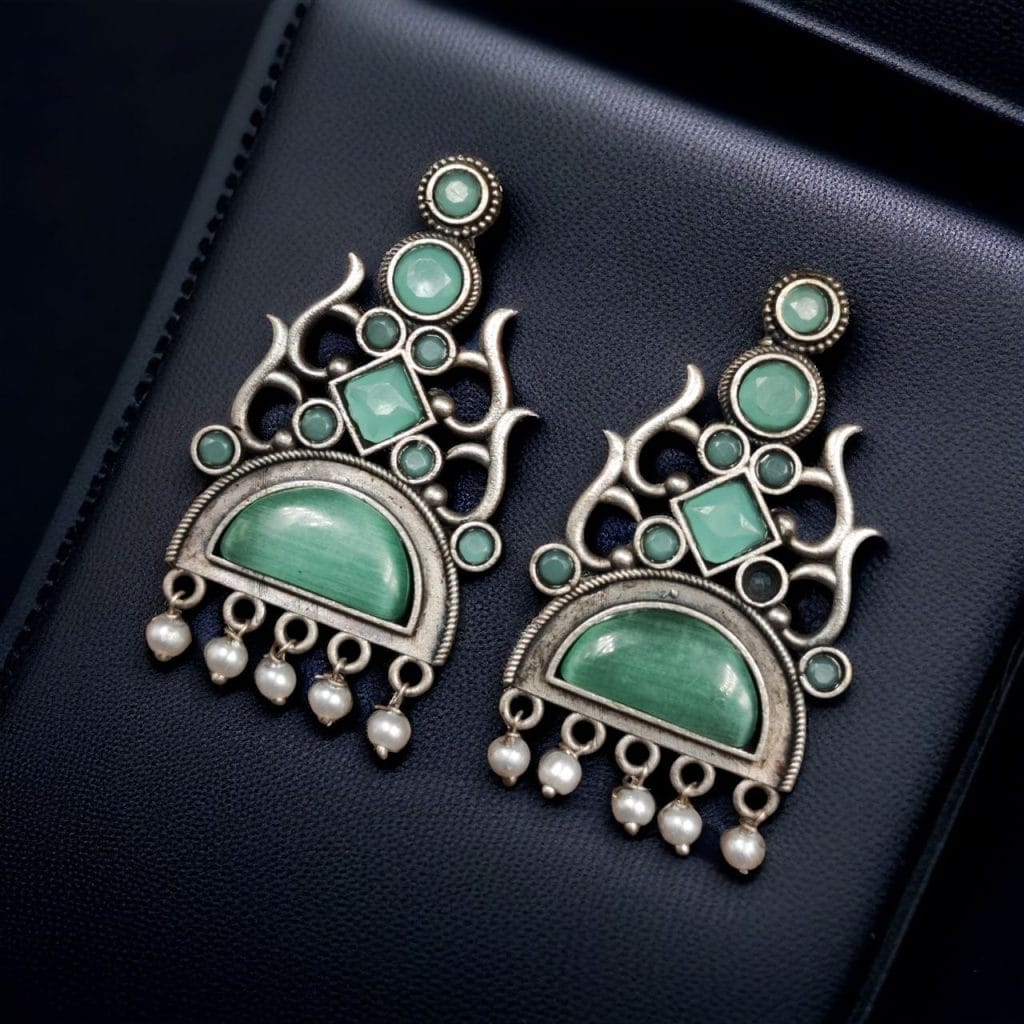 Bulk 1162 Unique Brass Stone Stud Earrings – A Perfect Choice for Any Occasion - "Mint"