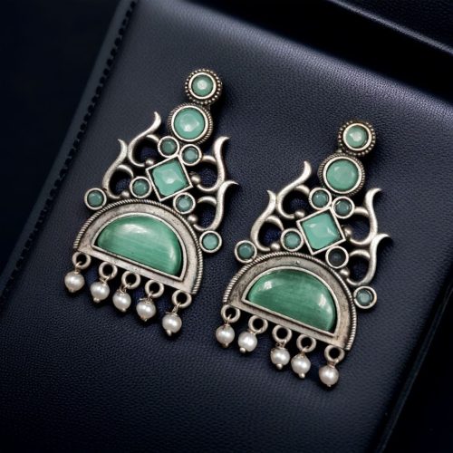 Unique brass stone stud earrings with an elegant design, perfect for any occasion and versatile for all outfits.