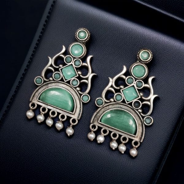 Unique brass stone stud earrings with an elegant design, perfect for any occasion and versatile for all outfits.