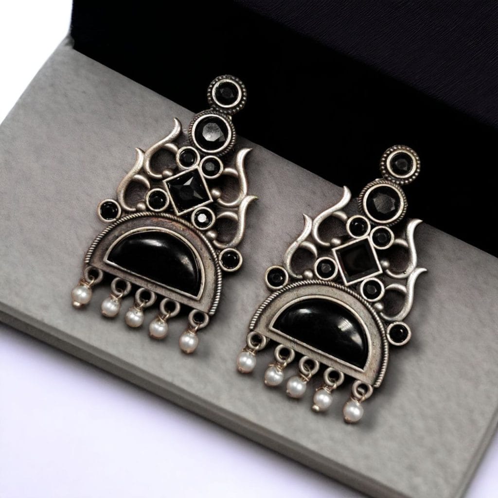 Bulk 1174 Unique Brass Stone Stud Earrings – A Perfect Choice for Any Occasion - "Black"