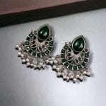 Elegant Brass Monalisa Stone Earrings – A Perfect Ethnic Look - "Green"
