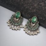 Elegant Brass Monalisa Stone Earrings – A Perfect Ethnic Look - "Mint"
