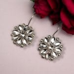 Ethnic Flower Hook Earrings in Silver Replica – Best Stylish Daily Wear Jewelry - "White"