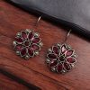 Ethnic_flower_hook_earrings_silver_replica_daily_wear_jewelry