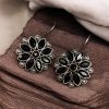 Ethnic_flower_hook_earrings_silver_replica_daily_wear_jewelry