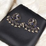German Silver Oxidized Peacock Stud Earrings – Perfect for Ethnic Look - "Blue"