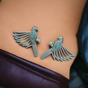 Fashionable Silver Replica Bird Stud Earrings | Perfect for Any Occasion - color: "Mint"